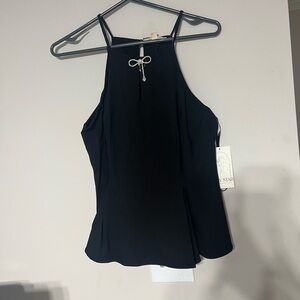 Lily Star Elegant Black Top with Rhinestone Detail